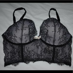 Black lace bustier, 32DD, NWT